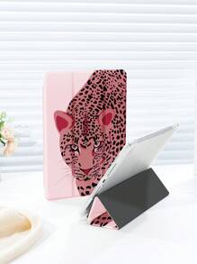Capa protetora para tablet com estampa de leopardo rosa de 1 peça, compatível com iPad de 10,2 polegadas, iPad Pro 11 2021/2020/10ª geração, iPad Mini 4/5/6, Galaxy Tab A8 10,5 polegadas 2022, Matepad 10.4/Tab, com porta-lápis, antiqueda, capa para suporte de tablet