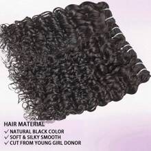 12A Bó tóc người Sóng nước (16 16 16 16 inch) 50g/chiếc Tóc Remy nguyên chất của Brazil Xoăn nước 4 bó Tóc người Dệt đôi cho phụ nữ Đen tự nhiên - Tự nhiên & Đen - Xem 2