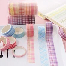 Korean Plaid Washi Tape Set, Creative Stationery DIY Plaid Scrapbooking Craft Tape, Cross-Border Supply Back To School - Multicolor - View 3