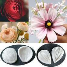 Silicone Mold For Buttercup And Cosmos Flower With Double-Sided Pattern Textures - Light Grey - View 1