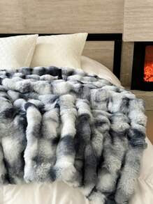 JULY Faux Fur Shaggy Blanket Soft Fluffy Throw For Couch, Cozy Faux Rabbit Fur Bedspread For All Season, Aesthetic Plush White Decor Machine Washable - Tie-dye Blue - View 9