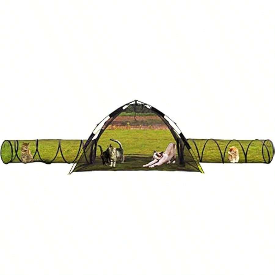 Portable Pop-Up Cat Playpen Outdoor Enclosures Visual Net Pet Play Tent Tunnels Compound House For Kitten Puppy Rabbit Small Pets - black1 - View 1