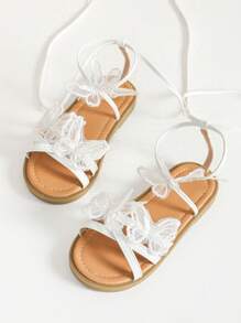 Kids Girls White Sandals, Children Flat Sandals White Floral Sandals, Girls Summer Shoes