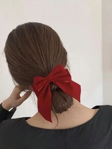 2Pcs Big Hair Bow Clips-Red Velvet Bow Hair Clips For Girls Teens, Alligator Clip Barrettes Silky Bowknots Hairpin For Holiday New Year Valentines Day Headdress