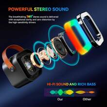 Altavoz portátil de karaoke inalámbrico con micrófono inalámbrico, sistema de altavoces estéreo HIFI para KTV, altavoz inalámbrico con luces LED RGB de colores, voz modificada, máquina de karaoke para exteriores, deportes, viajes, mejor regalo para fiestas en casa, regalo de cumpleaños