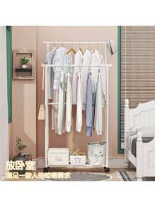 Closet Armable de Doble Barra, Closet Armable de Doble Barra,Rack Closet Organizador Perchero De Ropa De Doble Varilla  Rack Organizador Doble para Ropa - Perchero Closet con Ruedas Rack Organizador Doble Para Ropa Perchero Closet Con Ruedas - Blanco - Ver 2