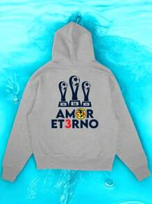 HOODIE sudadera america tricampeon AMOR ET3RNO campeon - Gris Claro - Ver 2