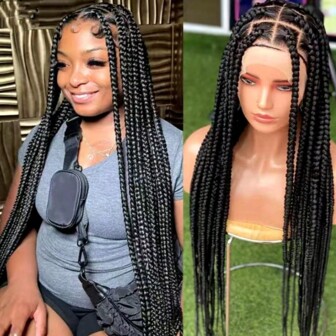 Full Lace Frontal Wigs Synthetic Twist Braided Wigs For Women Box Braided Lace Front Wig Goddess Faux Locs Braids Wig