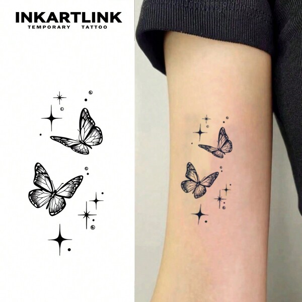 INKARTLINK INKARTLINK Revolutionary Technology Tattoos, Semi-Permanent Tattoos, Butterfly, Temporary Tattoos, Long-Lasting, Fake Tattoo, Waterproof, Authentic Tattoo Appearance, Vegetable-Based, Magic Ink Tattoo