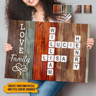 Catygift Nombres personalizados - Arte de rompecabezas familiar creado en un momento - Lienzo enmarcado personalizado sin póster de arte de pared - Regalo para la familia, decoración del Día de San Valentín, multifuncional, ornamental, anti-moho, reutilizable, adorable, de alta calidad, lindo, vintage, colorido, personalizado, único, regalos ideales para él, ella, novio, novia, amigos, estudiantes, comedor, baño, sala de estar, dormitorio, oficina, salón de té, escuela, hogar, renovación del dormitorio, cumpleaños, graduación, renovación del hogar