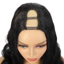 U Part Wigs Body Wave Brazilian Virgin Human Hair Wigs For Women Upgrade U Part Wigs Glueless Wigs Full Head Clip In Half Wig U Shape Wigs 180% Density Natural Color 16-34Inch - Black - View 5