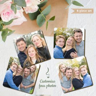 Personalized Wooden Coasters, Customizable Family Photo/Picture/Photo Printed Wooden Coasters, Suitable For Coffee Table, Dining Table, Kitchen, Home Desktop Decoration, Housewarming Home Gifts Birthday Graduation