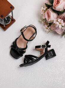 1 Pair Fashionable Elegant Luxury Dress High Heel Sandals For Girl - Black - View 4