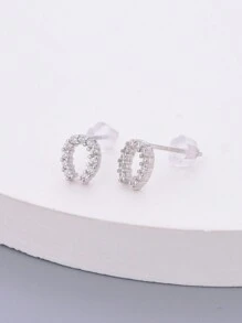 1 Paar minimalistische U-förmige Ohrstecker in Silberfarbe mit kubischem Zirkonia Hufeisen, Geschenk für Frauen