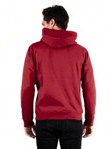 Alfa Romeo Men's Solid Color Zip-Up Design Sweatshirt With Pocket - Red - View 4