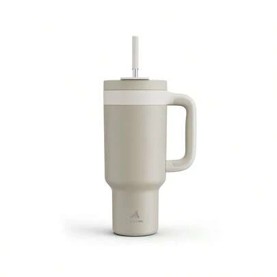 40盎司带把手保温杯，二合一吸管/饮用盖，防漏，可放入洗碗机清洗，不锈钢保温旅行咖啡杯，保冷长达34小时，适用于车载杯架
