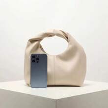 Stylish Twist Square Bag, Solid Color Top Clutch Bag, Simple And Versatile Commut