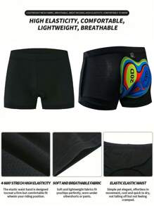 1 Pc Soft Mesh Fabric Men's Padded Cycling Shorts, Quick-Drying Splicing Tight Leggings For Riding - Black - View 1