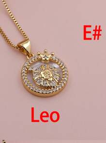 Micro Pavê, Micro Pavê, Charme de Concha de Luxo CZ, Charme das Doze Constelações, Pingente do Zodíaco para DIY Astrology Metal Handmade Colar