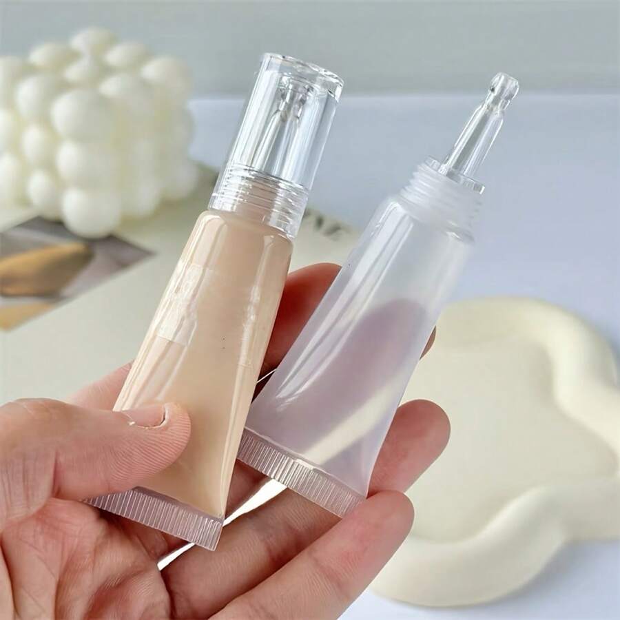 2pcs/Set 10ML Refillable Squeeze Bottles, Hand Wash, Unscented - Suitable For Shampoo, Foundation, Moisturizer - White - View 1