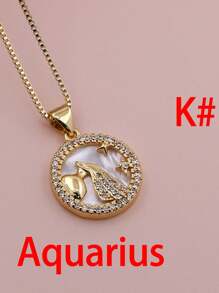 Micro Pavê, Micro Pavê, Charme de Concha de Luxo CZ, Charme das Doze Constelações, Pingente do Zodíaco para DIY Astrology Metal Handmade Colar