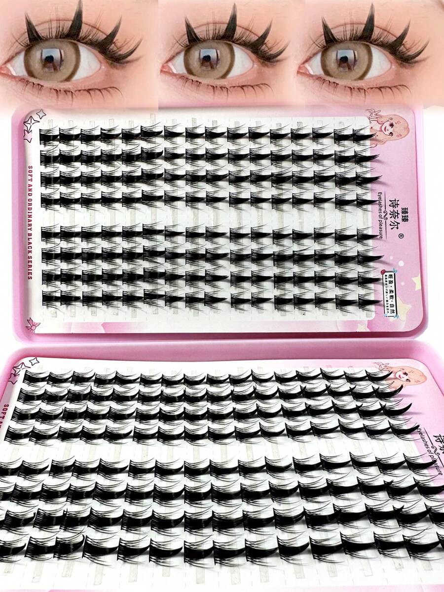 32 Hàng/10 Hàng (256 Cái/80 Cái) Dung Lượng Cao Manga 256 Cái Kiểu Mắt Mèo DIY Cụm Nối Mi Riêng Biệt Cụm Mi Tự Nhiên Phân Đoạn Bó Cụm Mi, Cụm Mi Mắt, Lông Mi Riêng Biệt, Lông Mi, Lông Mi Giả