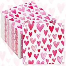 20pcs Colorful Disposable Napkins, 2-Layer Heart Printed Tissues, 13 X 13in Cocktail Napkins, Decoupage Paper For Holiday Kitchen Bathroom Wedding Party Valentine's Day Decorative Paper Napkin