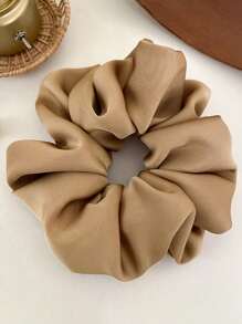 3 Stück/Set 18cm extra große Satin Soft Scrunchies für Frauen, erhältlich in Schwarz, Weiß, Rot, Braun, Khaki, vielseitig, elegant, minimalistisch, einfarbige Scrunchies geeignet für den täglichen Gebrauch, Lässig, Pendeln, Urlaub, Haarstyling, Pferdeschwanz, Dutt
