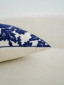 1pc Embroidered Floral Pattern Decorative Pillow Cover, Multi-Size & Multi-Applicable, Without Pillow Insert - Navy Blue - View 9