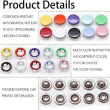 Set de 50-200 piezas de botones a presión huecos y sólidos de colores, juego de alicates de acero inoxidable para coser, manualidades, ropa, accesorios DIY, pantalones, baberos, sombreros, zapatos, paraguas, tutorial para principiantes (color aleatorio)
