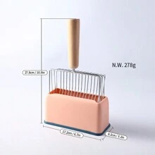 1 Set Pala recogecaca de acero inoxidable con soporte metálico, herramienta de limpieza para mascotas, accesorio elegante para recoger excrementos de gato