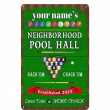 Personalized Billiards Bar Sign - Custom Name Pool Table Decor - Premium Aluminum Metal Sign For Pool Hall Wall Decor, 12x8 Inches Gifts Birthday Graduation - Multicolor - View 9