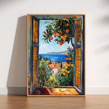 1PC, Tranh treo bằng vải bạt, Tranh trang trí có khung, Tranh in Henri Matisse trên cửa sổ mở, Tranh trường phái Dã thú theo phong cách Henri Matisse, Tranh in triển lãm hiện đại, Địa Trung Hải, Cây cam, Phong cảnh ven biển, Tranh treo trang trí phong cảnh cửa sổ, Tác phẩm nghệ thuật trang trí tường nhà - Nhiều màu - Xem 2