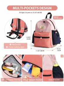Mochila Escolar com Contraste de Cores, Mochila para Crianças Pequenas, Mochila para Jardim de Infância, Mochila para Criança de 4 a 8 Anos, Bolsa para Criança do Ensino Fundamental, Mochila Infantil com Estampa de Desenho Animado, com Alça Ajustável, Mochila Leve para Uso Diário, Mochila Fofa de Viagem para Crianças para Escola, Acampamento, Caminhada