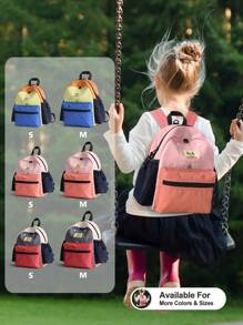 Mochila Escolar com Contraste de Cores, Mochila para Crianças Pequenas, Mochila para Jardim de Infância, Mochila para Criança de 4 a 8 Anos, Bolsa para Criança do Ensino Fundamental, Mochila Infantil com Estampa de Desenho Animado, com Alça Ajustável, Mochila Leve para Uso Diário, Mochila Fofa de Viagem para Crianças para Escola, Acampamento, Caminhada