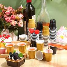 60/50/40/25/20/10 Pack 2oz Party Cups, Drinking Glasses, Tumblers, Shot Glasses, Ideal For Halloween Parties, Weddings, New Year Celebrations, Beer, Juice (Black, Gold, Pink, Red, Mini Cup Diameter 5cm, Height 5cm, Bottom 3cm) - Multicolor - View 7
