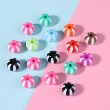 20 件/包亚克力彩色条纹珠，西瓜双色竖条纹大孔珠，适用于 DIY 手链项链手工串珠首饰用品 - 彩色 - 查看 5