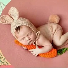 2pcs Newborn Photography Prop Animal Costume Outfits, Classic Knitted Baby Shower Easter Gift Sthings For Girls/Boys