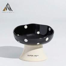 shuo ni mao yi Cat Bowl Ceramic Cat Food Bowl Dog Bowl Food Bowl Cat Bowl Rice Bowl High Footed Dog Drinking Bowl Diagonal Mouth Large Bowl Pet Specific