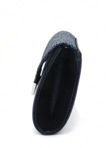 Women's Fashion Versatile Elegant Sequin Shiny Clutch Bag, Evening Bag, Dress Party Bag; Heart Shape Rhinestones Decorated Necklace And Earrings 3-Piece Set For Party Accessories