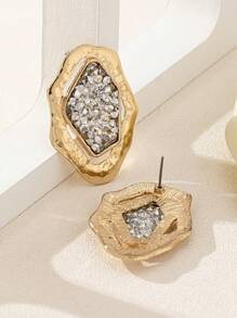 1 Pair Geometric Asymmetrical Shape Textured Fashionable Everyday Earrings