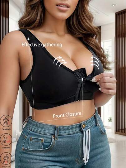 Plus Size Push Up Bra With Front Closure Breathable Elegant Soft Underwire Support For Women Plus Size Bra Women's Yaga Tank Top