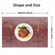 Farfallarossa Set Of 6 Washable PVC Placemats - Heat Resistant, Non-Slip, Easy To Clean, Ideal For Dining Table - Rosso Vino - View 2