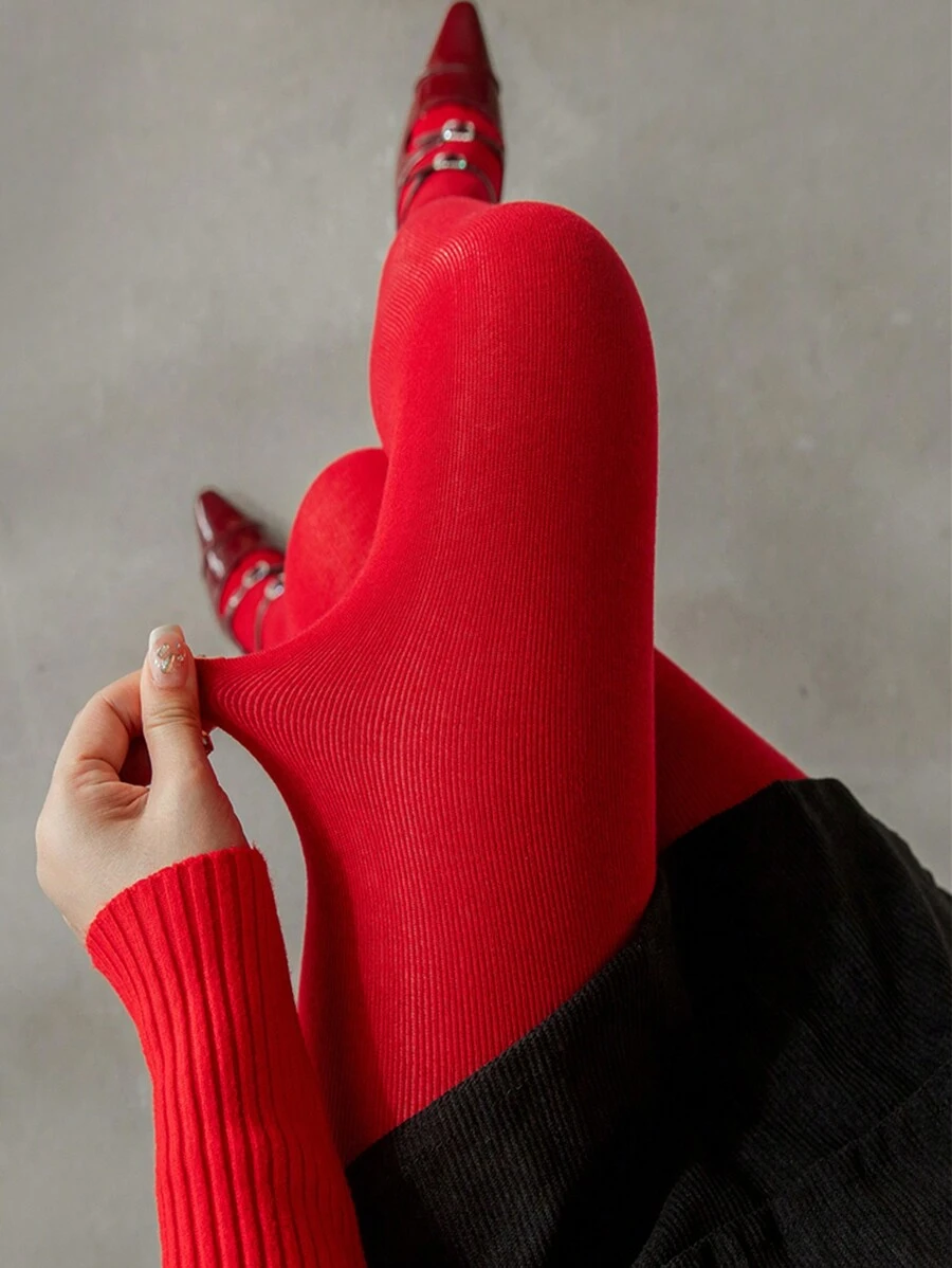 1 件女式紧身天鹅绒连体裤，适合约会、聚会、俱乐部活动，性感迷人 - 紅色 - 查看 1