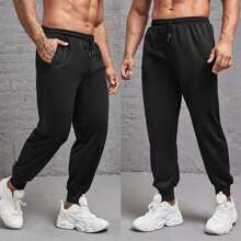2-Piece Men's Winter Warm Fur-Lined Fleece Joggers Sweatpants, Soft, Cozy, Comfortable, Thermal, Stylish, Perfect For Cold Weather, Casual Wear, Outdoor Activities, Lounge, Travel, Gym, And Everyday Comfort