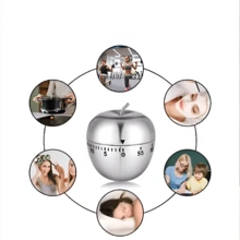 Temporizador  Forma Manzana Acero Inoxidable Contador de Tiempo de Cocina de Cuenta Regresiva, Escala Clara de la Alarma Ruidosa del Contador de Tiempo de la Cocina de la Forma de para Aprender - Plateado - Ver 4