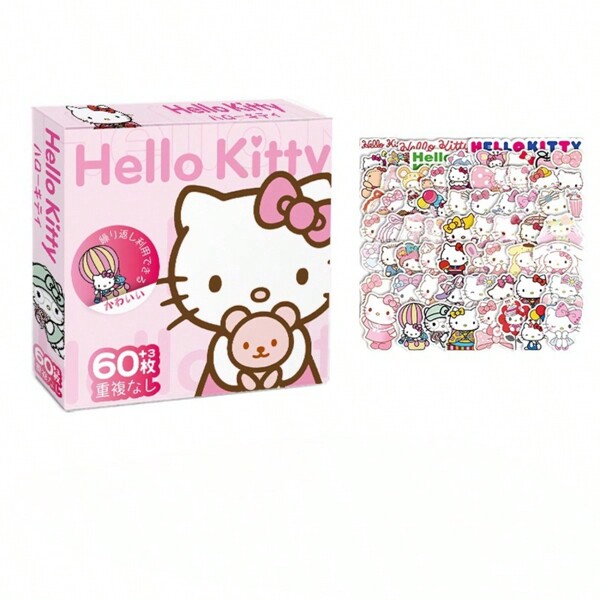 Pegatinas premium de Hello Kitty de Sanrio, 2 cajas/1 caja, pegatinas de la serie de la familia de Hello Kitty, pegatinas del gato Kitty para manualidades de juguetes DIY (algunos componentes pueden ser aleatorios)