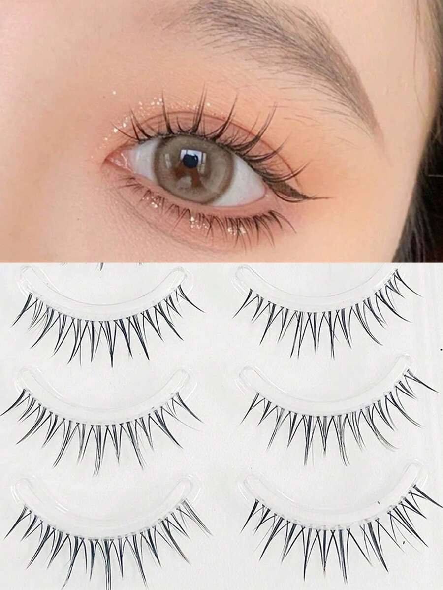 10pcs/Pack Korean Style Natural Look Transparent False Eyelashes For Lightweight & No Makeup Look