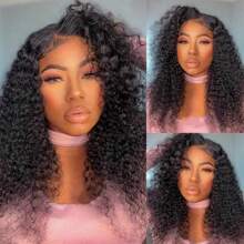 3/4 Bundles Afro Kinky Curly Human Hair Bundles 100% Unprocessed Curly Hair Bundles Soft Remy Hair Real Human Hair Extensions For Women Natural Color - Black - View 8