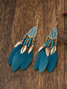 1 par de pendientes vintage de plumas de pollo
